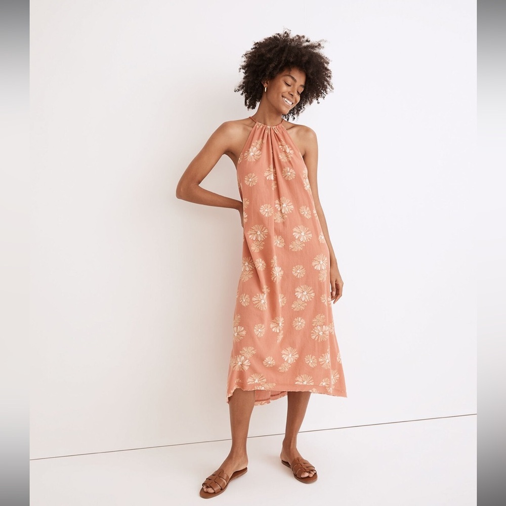 NWT Madewell High-Neck Cover-Up Maxi Dress in Moody Blooms